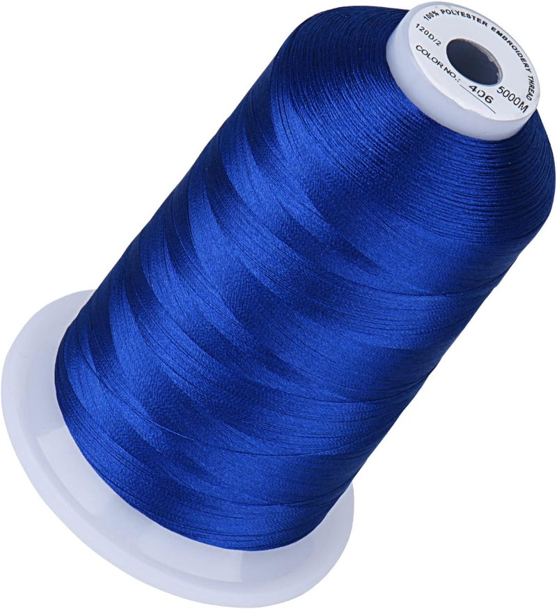 simthread 5500Yds Embroidery Thread, 5000M High-Yardage 40WT 100% Polyester Thread – 170+ Vivid Colors, High-Speed Rated – Compatible with Brother, Singer, Janome & More - Ultramarine 406 - Image 1